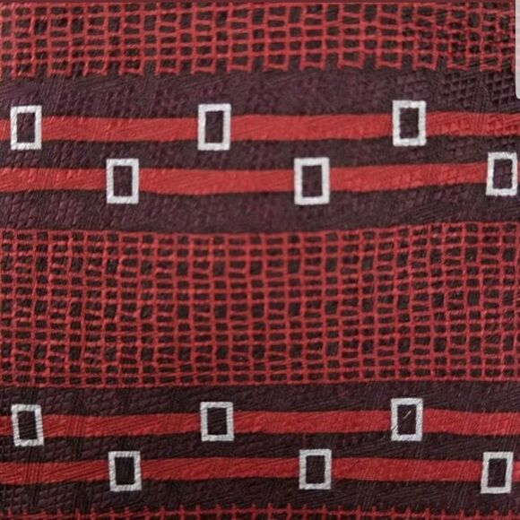 Antonia Collection Red & White Geometric Print Tie - Picture 1 of 4